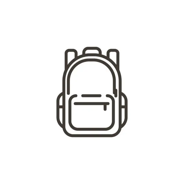 Vector illustration of Schoolbag icon. Trendy modern thin line illustration of a school backpack bag.