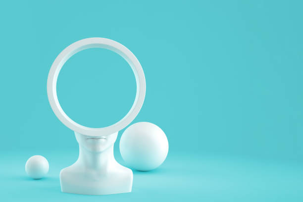 istock Female head with a hole in the shape of a cylindrical frame. 3D illustration 1159323064