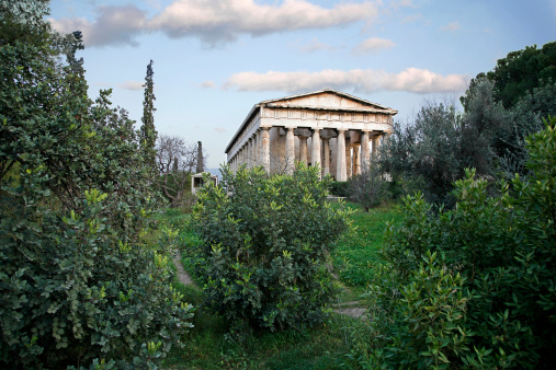 The Temple of Hephaestus (about 449 BC) in Athens, Greece, is the best-preserved ancient Greek temple in the world. Built of marble, in the Doric style, the temple was dedicated to Hephaestus, the god of blacksmiths and metallurgy.