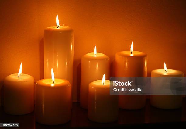 Flaming Candles Stock Photo - Download Image Now - Burning, Candle, Candlelight