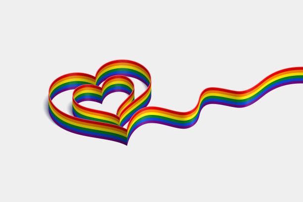 ilustrações, clipart, desenhos animados e ícones de fita multicolor com as ondas heart-shaped - bi sexual illustrations