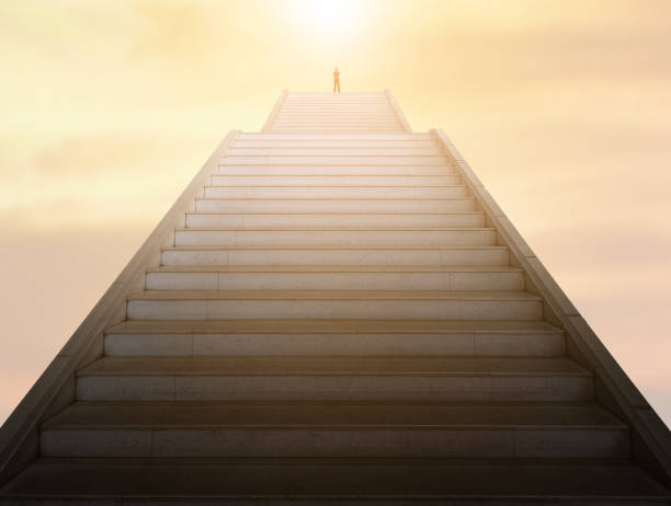 istock staircase going up, successful business concept 1159331269