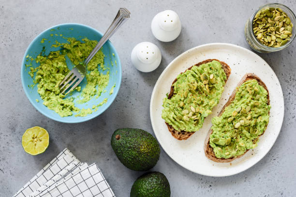 istock Avocado toast with seeds and spices 1159331481