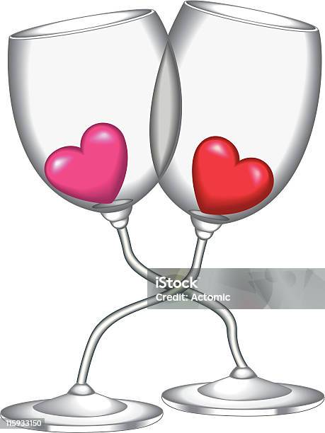 Ilustración de Copas De Vino Love y más Vectores Libres de Derechos de Aniversario - Aniversario, Simetría, Símbolo en forma de corazón