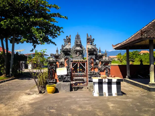 Beautiful Small Balinese Hindu Temple By The Beach In The Warm Sunny Day At The Village, Seririt, North Bali, Indonesia