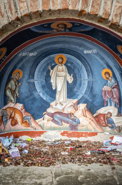 istock Old religious painting depicting Jesus 1159335597
