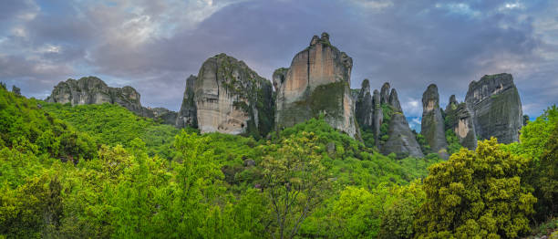 istock Panoramic view of the impressive rock formations in Meteora 1159335739
