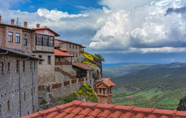 istock Red tiled rooftops of Great Meteoron Monastery 1159335827