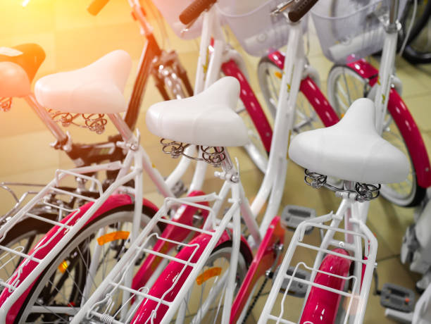 istock Pink bikes, Bicycle shop close-up 1159337212