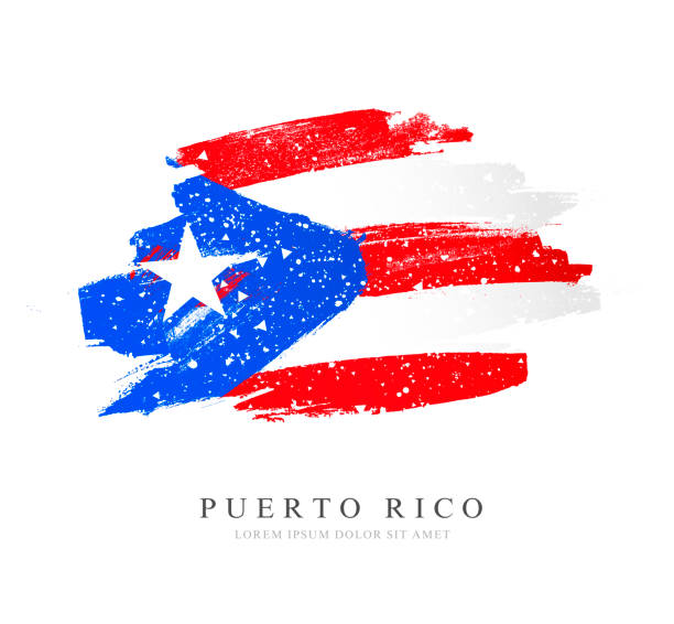 Flag of Puerto Rico. Vector illustration on white background. Flag of Puerto Rico. Vector illustration on white background. Brush strokes drawn by hand. Independence Day. puerto rico stock illustrations
