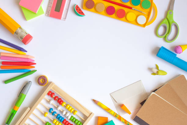 istock Colorful school supplies. 1159341350