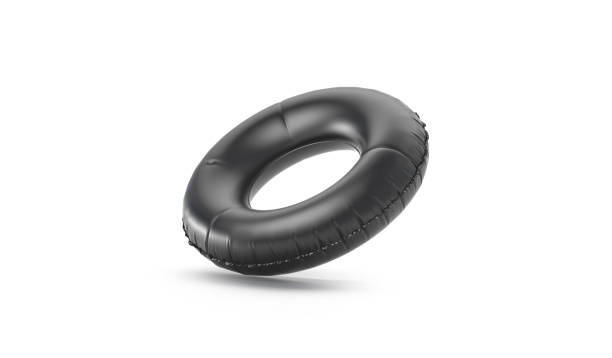istock Blank black swim ring no gravity mockup isolated, 3d rendering 1159344133