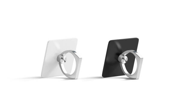 istock Blank black and white phone finger grip mock up, isolated, 1159345559