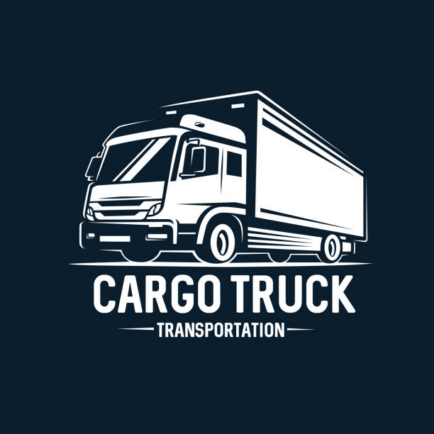 logo ciężarówki. transport.  styl monochromatyczny. - truck trucking business wheel stock illustrations