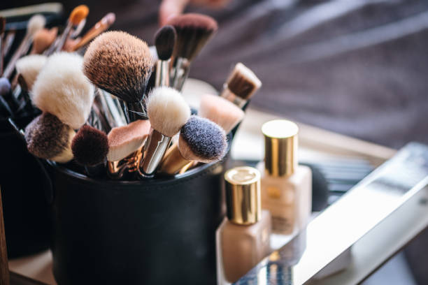 istock Variety of professional make up brushes 1159346143
