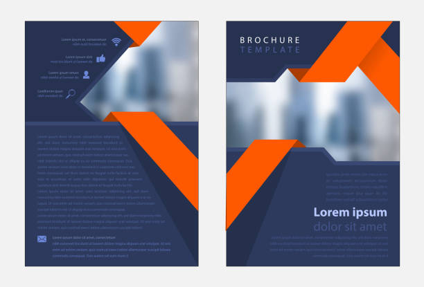 corporate business template a4 brochure template design front and back magazine publication illustrations stock illustrations