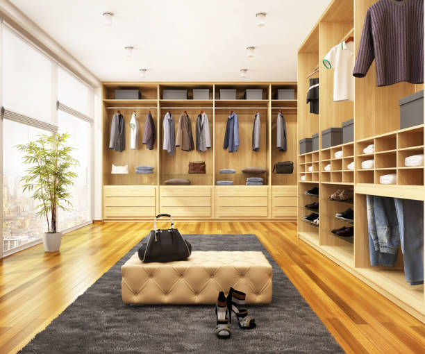 istock Modern dressing room in a big house 1159347636