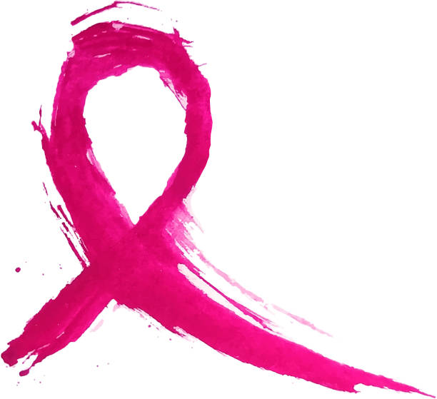 розовая лента кисть инсульта - символическая лента рака груди иллюстрации stock illustrations