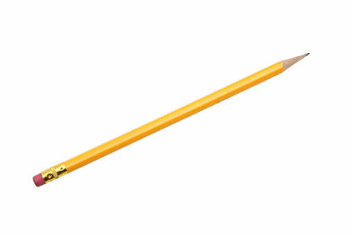 Yellow no.2 pencil on white background without shadow.
