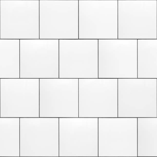 patrón sin costuras blanco 200 x 200 azulejos de cerámica de metro de funcionamiento bond - square tiles fotografías e imágenes de stock