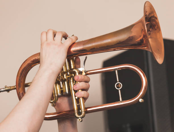 live-musik hintergrund, flügelhorn - brass instrument trumpet classical music flugelhorn stock-fotos und bilder