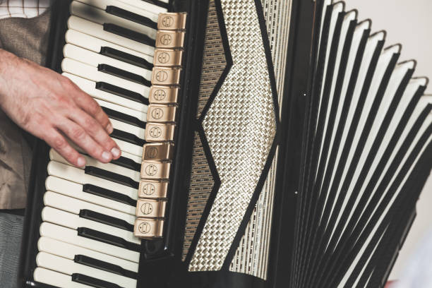 istock Live music background. Accordionist 1159356665