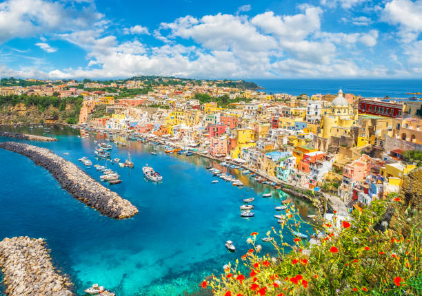 Procida island landscape Landscape with colorful houses on Procida island, Italy southern italy photos stock pictures, royalty-free photos & images