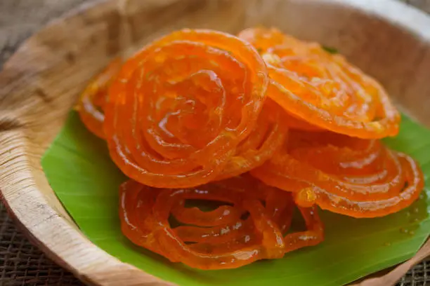 Indian traditional sweet food jilebi , made of gram flour sugar syrup