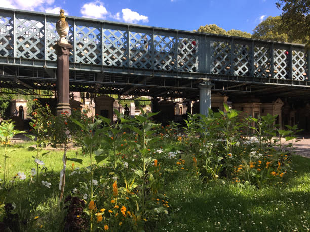 cemetery bridge - cemetery montmartre paris france france imagens e fotografias de stock