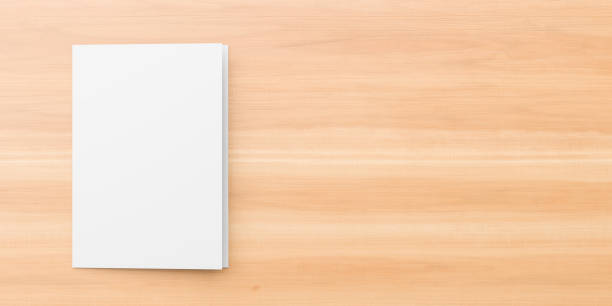 istock Blank white reinforced A4 size single pocket folder mock up isolated on wooden background. 3D illustration 1159366400