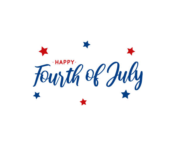 Fourth of July lettering on white background. Vector illustration. Fourth of July lettering on white background. Vector illustration. EPS10 fourth of july illustrations stock illustrations