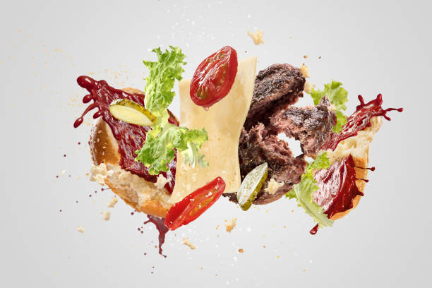 Burger's crashing isolated on white background