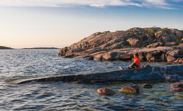 sunset at midsummer in the Aland Islands between Finland and Sweden