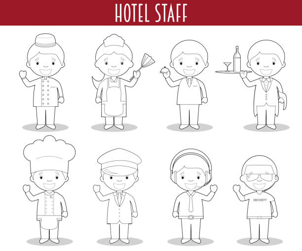 Ilustración de Conjunto Vectorial De Profesiones Del Personal Del Hotel Para  Colorear En Estilo De Dibujos Animados y más Vectores Libres de Derechos de  Adulto - iStock