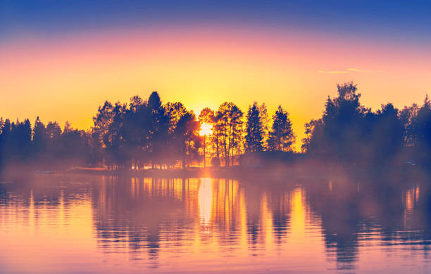 istock Summer night sunset view from Sotkamo, Finland. 1159372435