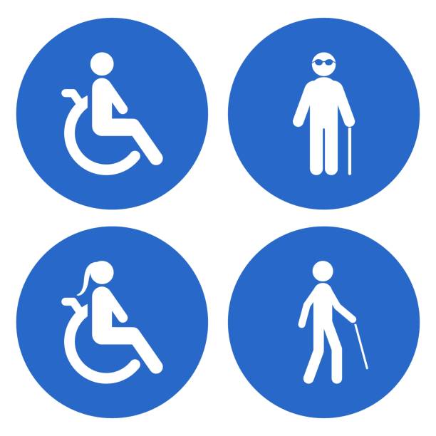 Disabled man and woman sign. Blind person sign. Icon set. Vector Disabled man and woman sign. Blind person sign. Icon set. Vector. handicap logo stock illustrations