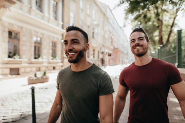 istock Two adult men enjoying visiting 8th district of Budapest 1159384295