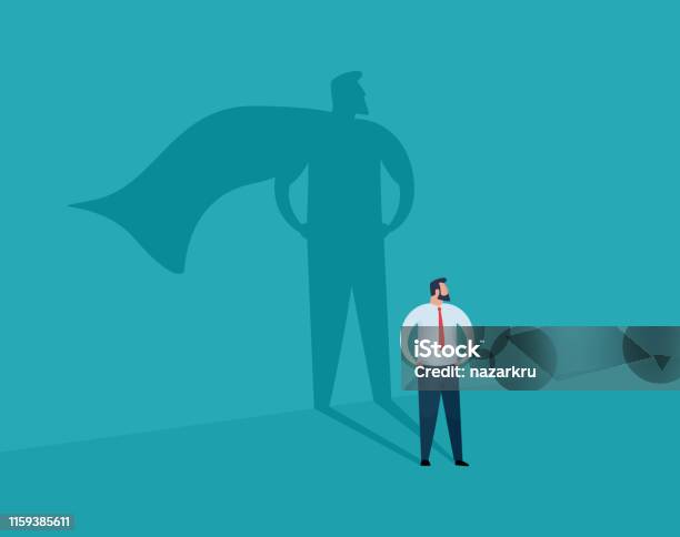 Businessman And Shadow Superhero Stock Illustration - Download Image Now - Superhero, Confidence, Heroes