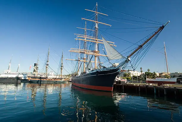 The Star of India, historic sailing ship built in 1863, it is the world's oldest active ship. San Diego California USA. 