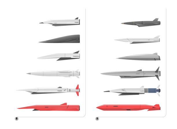 ilustrações de stock, clip art, desenhos animados e ícones de vector illustration of hypersonic rockets on a white background. - nuclear weapons