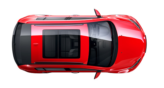 Generic compact red SUV car- top view