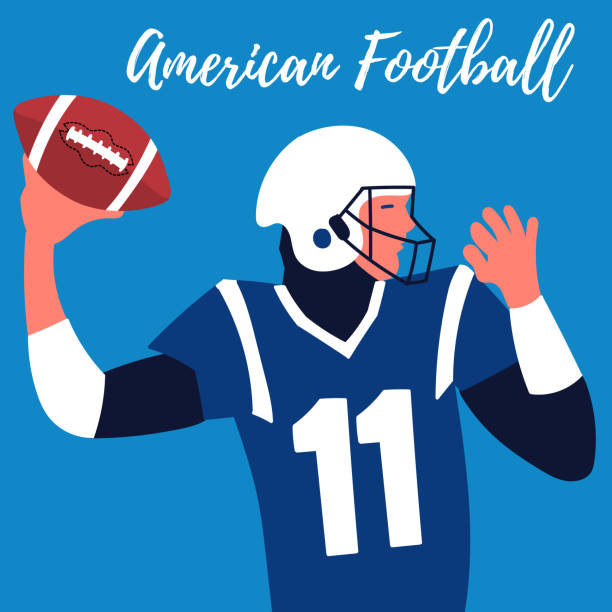 illustrations, cliparts, dessins animés et icônes de le joueur de rugby d'affiche fait un jet. quarterback - us supreme court