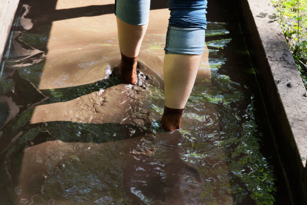 istock female legs while walking in the mud 1159390289