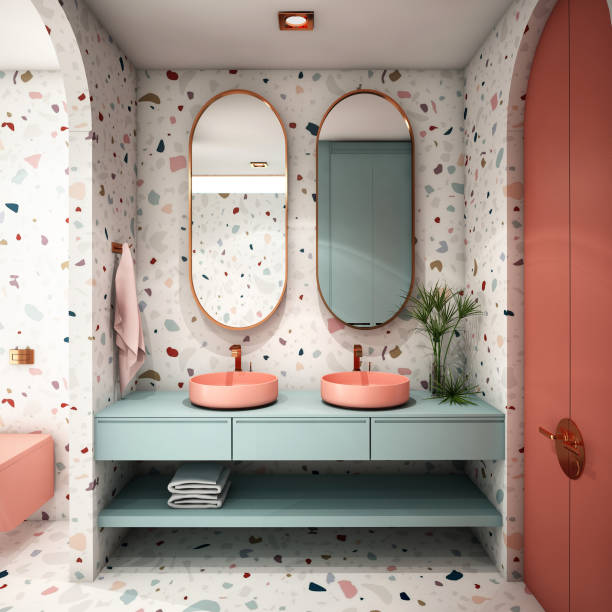 istock Modern Bathroom Interior design,trend design 2019 ,3d rendering ,3d illustration 1159392936