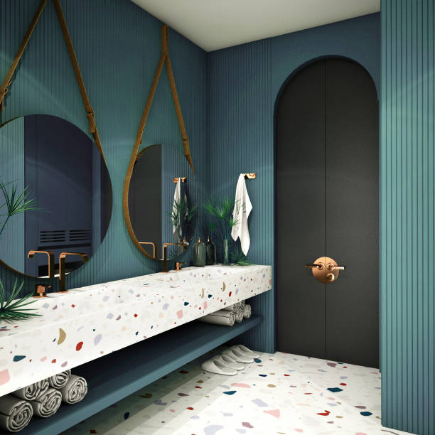 istock Modern Bathroom Interior design,trend design 2019 ,3d rendering ,3d illustration 1159392979