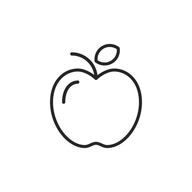 アップルラインアイコン。編集可能なストローク。ピクセルパーフェクト。モバイルとウェブ用。 - apple outline red vector点のイラスト素材／クリップアート素材／マンガ素材／アイコン素材