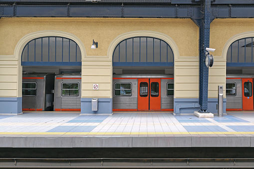 Metro Station Train Platform in Piraeus Greece
