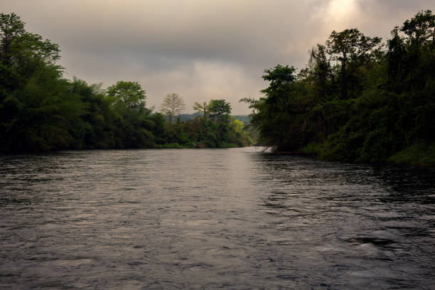 early morning sunrise on a choppy river