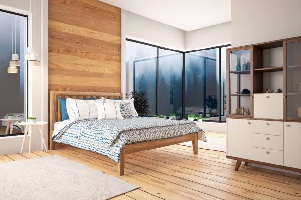 Loft Bedroom Loft room with cozy design. owners bedroom photos stock pictures, royalty-free photos & images