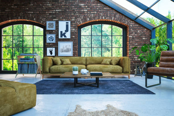 istock Loft Room with Sofa and Furniture 1159401532